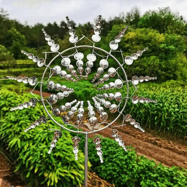 Raxiva-metal garden windmill dual motion decorative spinner unique garden decor gift