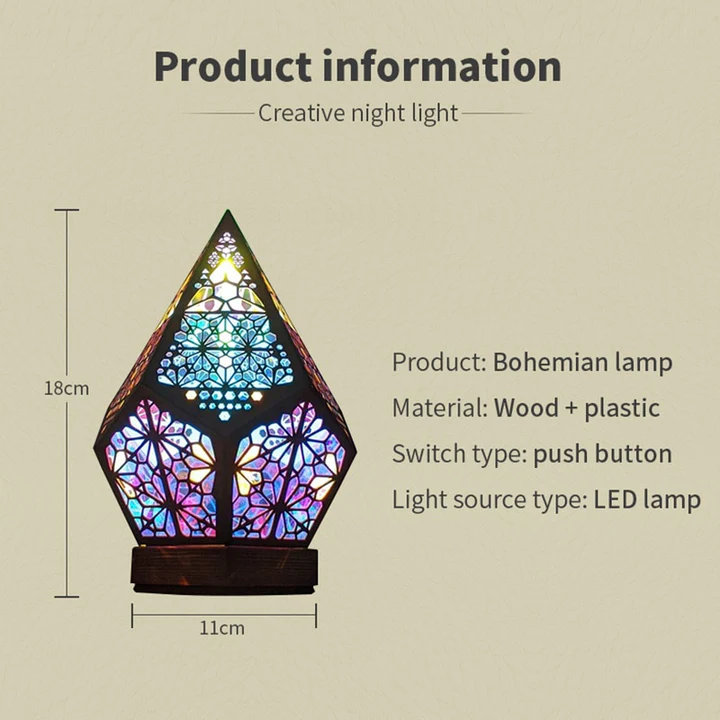 Raxiva-bohemian colorful night light projector lamp