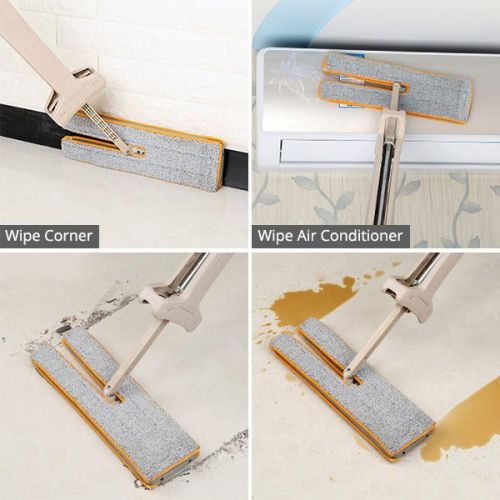 Raxiva-self wringing double sided flat microfiber mop broom 360 spin