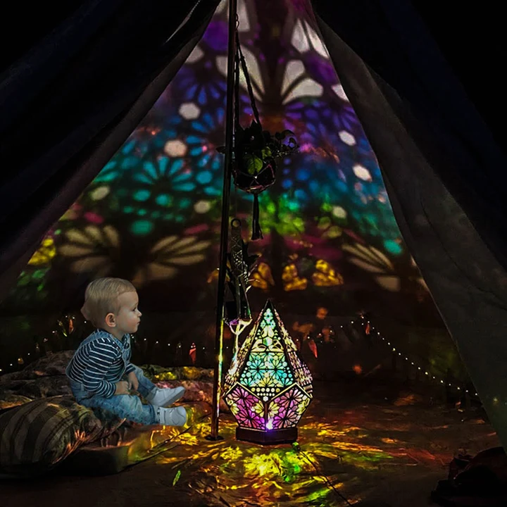 Raxiva-bohemian colorful night light projector lamp