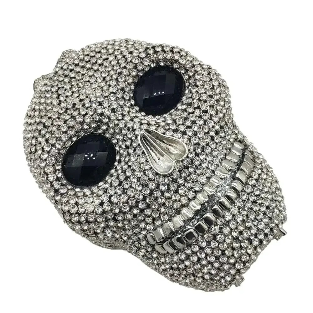 Raxiva-skull head halloween womens crystal party clutch bag