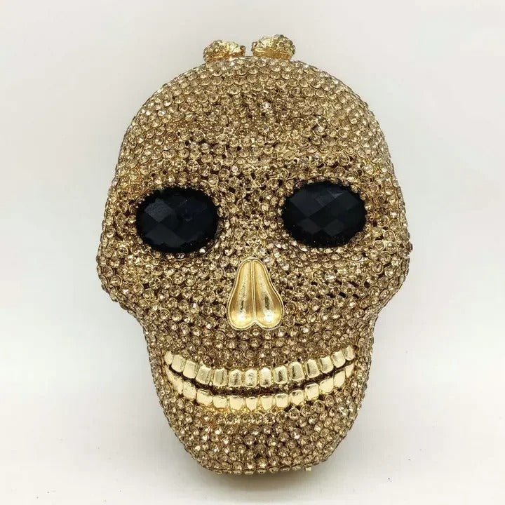 Raxiva-skull head halloween womens crystal party clutch bag