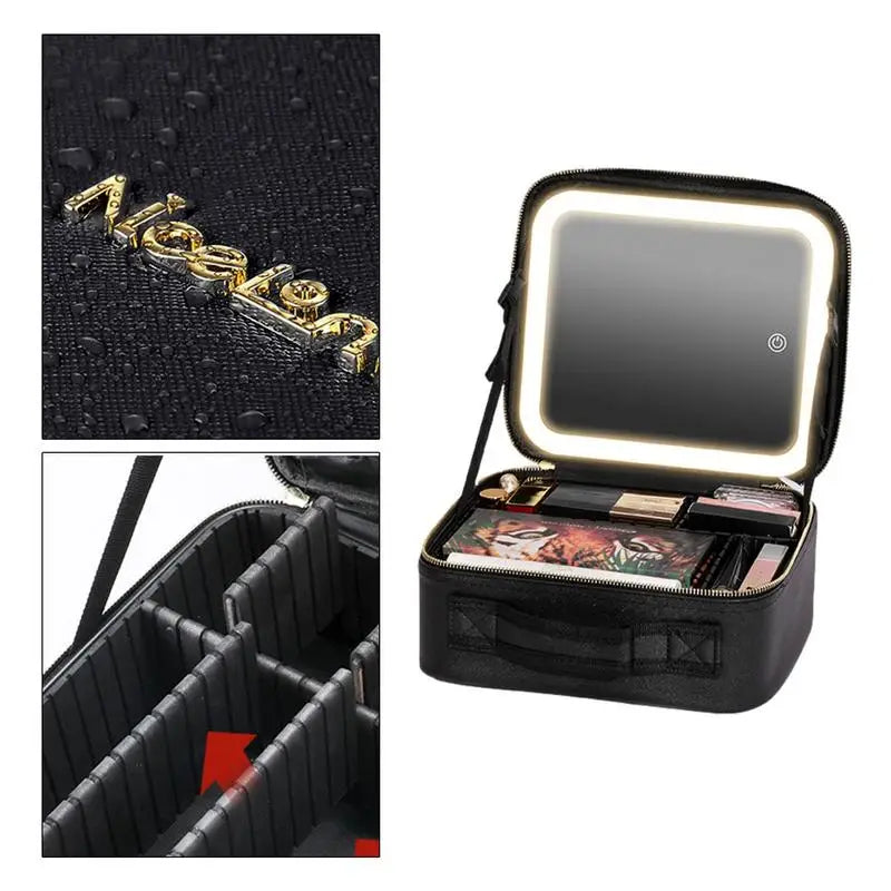 Raxiva-trousse de maquillage avec miroir led