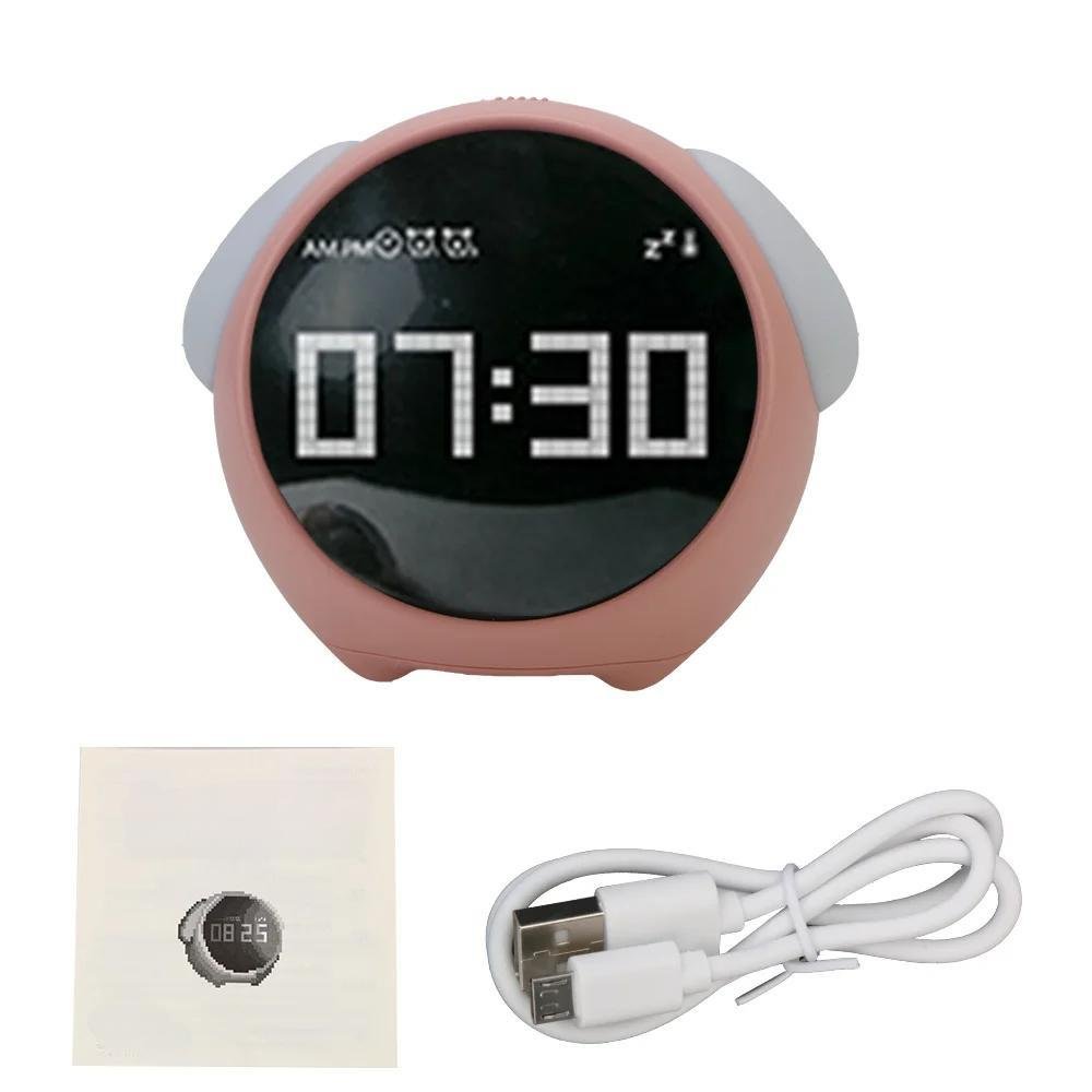 Raxiva-voice controlled night light alarm clock multifunctional companion for kids room with thermometer